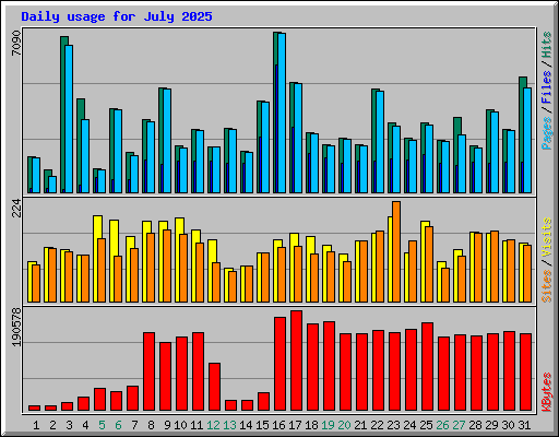 Daily usage for July 2025